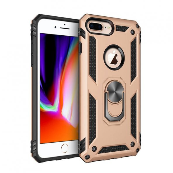 iPhone 7 Plus Kılıf Sofya Yüzüklü Standlı Korumalı Kılıf - Resim 5