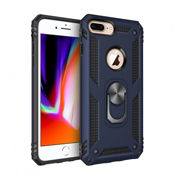 iPhone 7 Plus Kılıf Sofya Yüzüklü Standlı Korumalı Kılıf - Resim 8