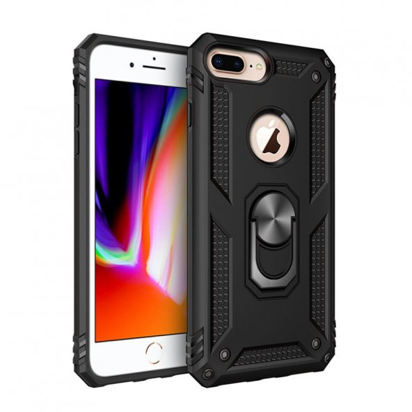 iPhone 7 Plus Kılıf Sofya Yüzüklü Standlı Korumalı Kılıf - Resim 9