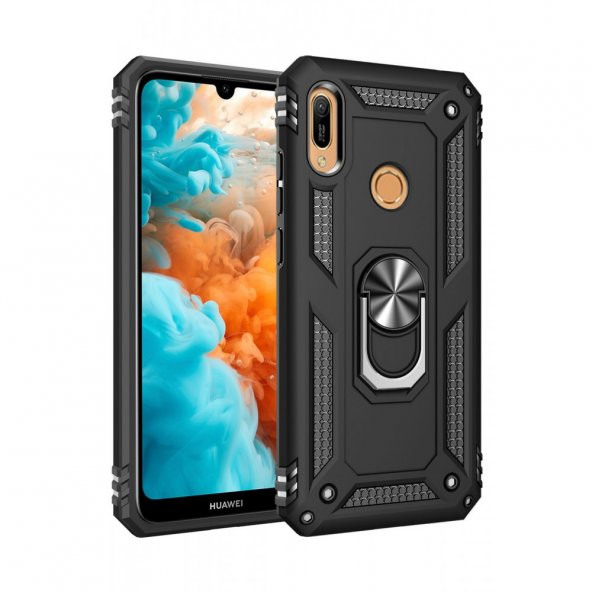 Huawei Y6 2019 Kılıf Sofya Yüzüklü Standlı Korumalı Kılıf ürün görseli 1