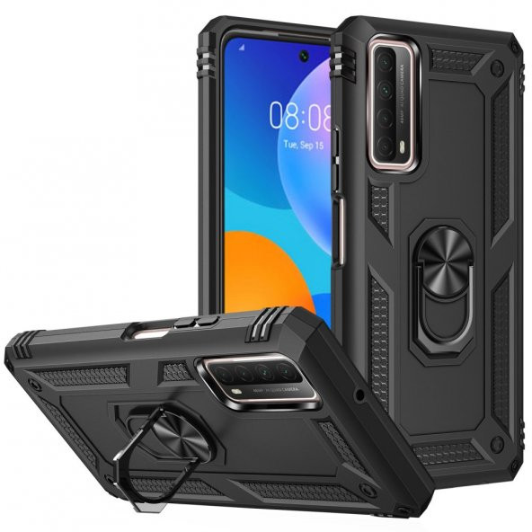Huawei P Smart 2021 Kılıf Sofya Yüzüklü Standlı Korumalı Kılıf ürün görseli 1