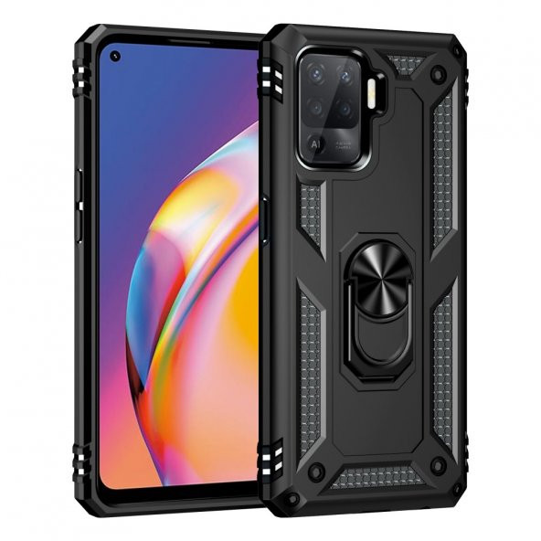 Oppo Reno 5 Lite Kılıf Sofya Yüzüklü Standlı Silikon Kılıf ürün görseli 1