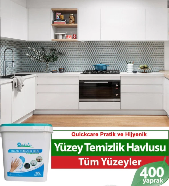 QUICKCARE Dezenfektanlı Yüzey Temizlik Havlusu 400 Yaprak, YEDEK POŞET Beyaz Sabun Kokulu ürün görseli 1