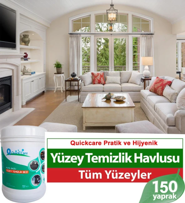 QUICKCARE Dezenfektanlı Yüzey Temizlik Havlusu 150 Yaprak- Limon Kokulu ürün görseli 1