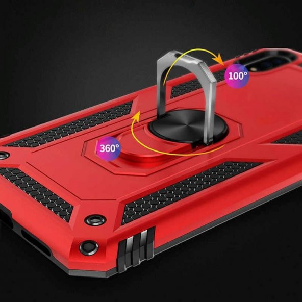 Xiaomi Redmi Note 9 Kılıf Sofya Yüzüklü Standlı Korumalı Kılıf - Resim 3