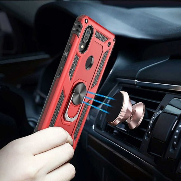 Xiaomi Redmi Note 9 Kılıf Sofya Yüzüklü Standlı Korumalı Kılıf - Resim 4