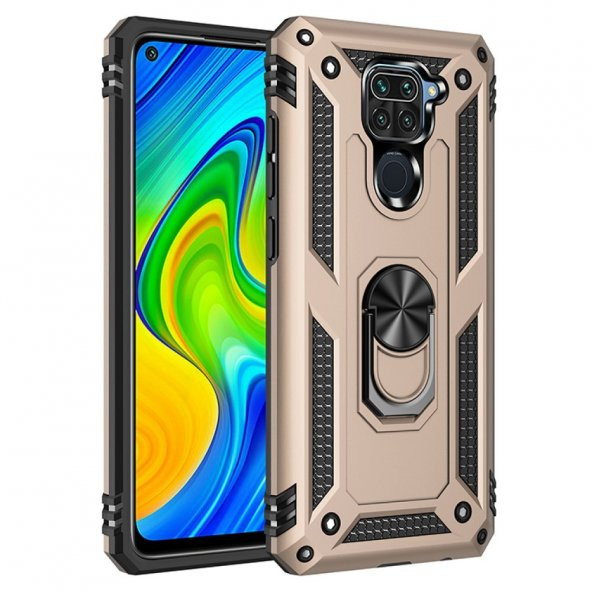 Xiaomi Redmi Note 9 Kılıf Sofya Yüzüklü Standlı Korumalı Kılıf - Resim 5