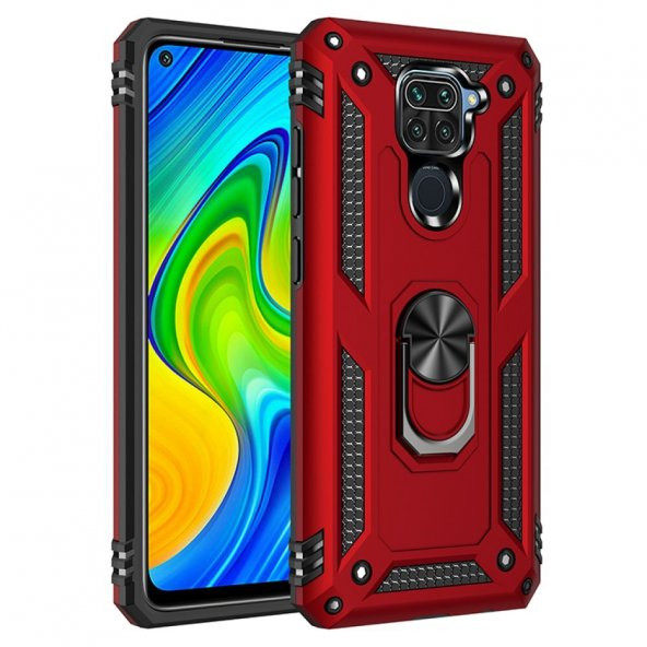 Xiaomi Redmi Note 9 Kılıf Sofya Yüzüklü Standlı Korumalı Kılıf - Resim 7