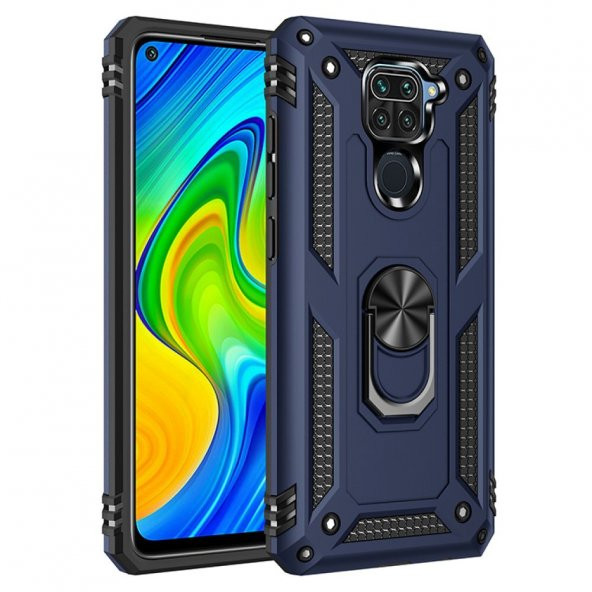 Xiaomi Redmi Note 9 Kılıf Sofya Yüzüklü Standlı Korumalı Kılıf - Resim 8