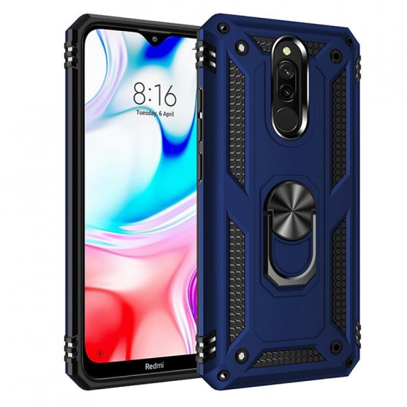 Xiaomi Redmi 8 Kılıf Sofya Yüzüklü Standlı Korumalı Kılıf ürün görseli 1