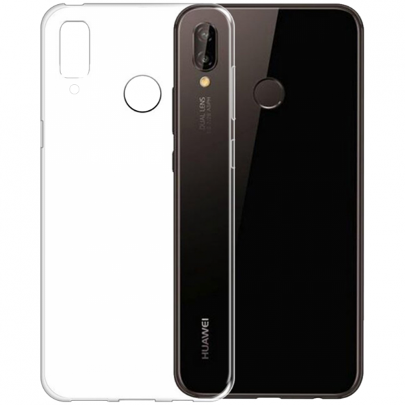 Huawei P20 Lite Kılıf Lüx Kamera Korumalı Şeffaf Silikon Kılıf ürün görseli 1