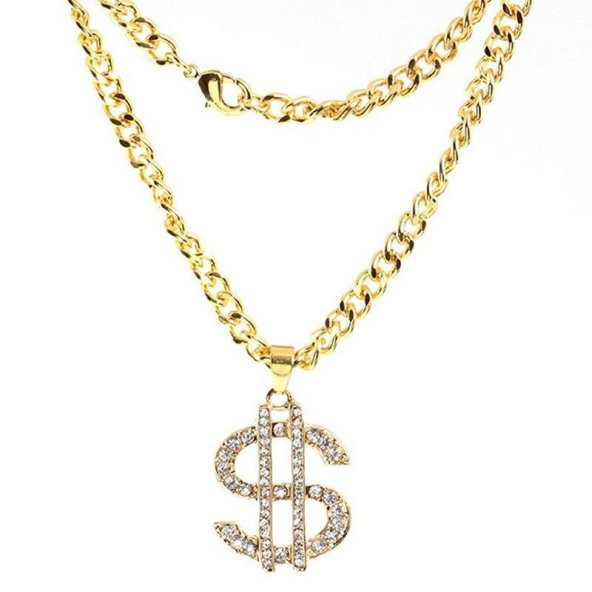 Hip Hop Rap Thug Life Gangster Sarı Dolar Kolye Zinciri ürün görseli 1