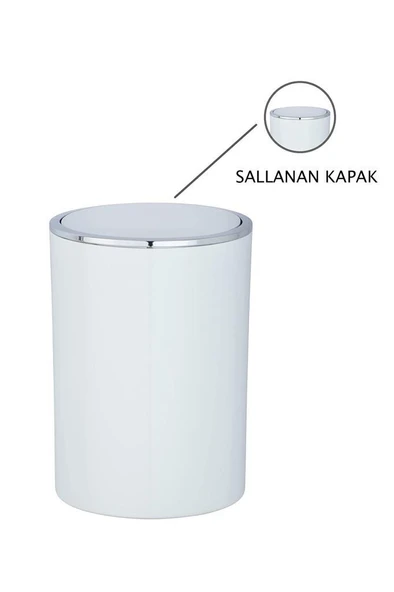 Beyaz, Çöp Kovası 5 Litre - İnca Model - Resim 2