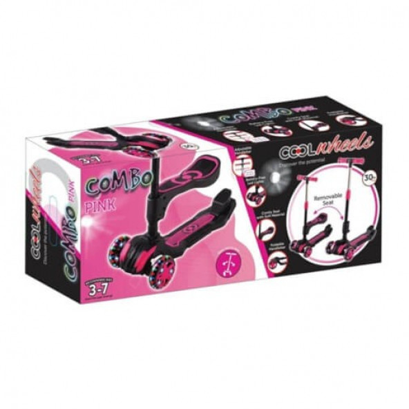 Cool Wheels Combo Oturaklı Scooter Pembe - Resim 2