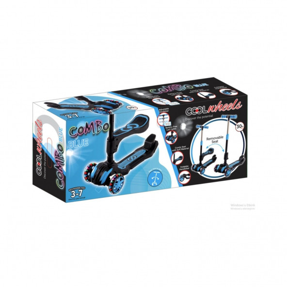 Cool Wheels Combo Oturaklı Scooter Mavi - Resim 4