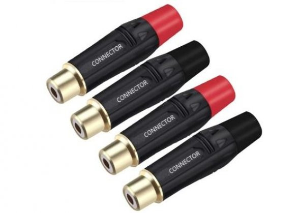 2 RCA Dişi Kaliteli Jack Kırmızı + Siyah ürün görseli 1
