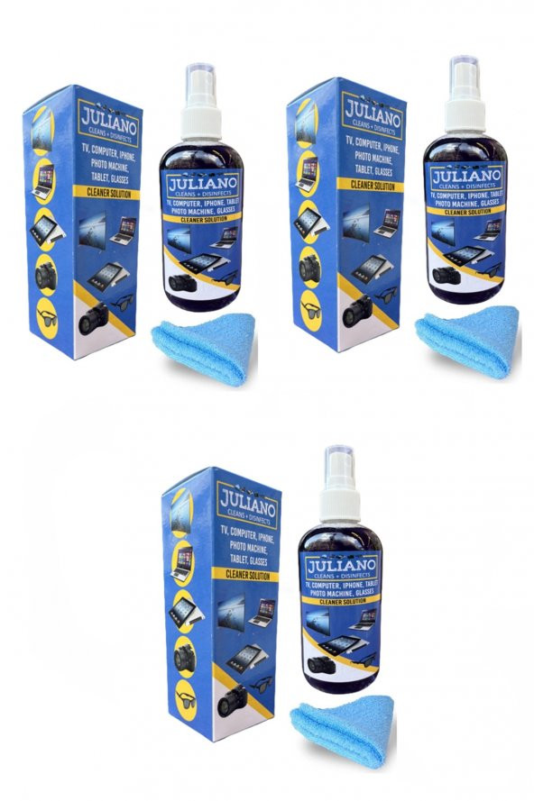 250 ml 3 ADET Set - Gözlük, Cep Telefonu, Led, Bilgisayar, Ekran, Laptop, Tablet, Televizyon, Kamera Temizlik Seti – 250 ML Temizleyici ürün görseli 1