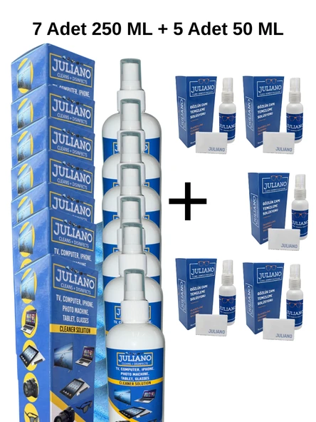 7 Adet 250 ML + 5 Adet 50 ML- Gözlük, Cep Telefonu,TV, Bilgisayar, Laptop, Tablet, Temizlik Seti ürün görseli 1