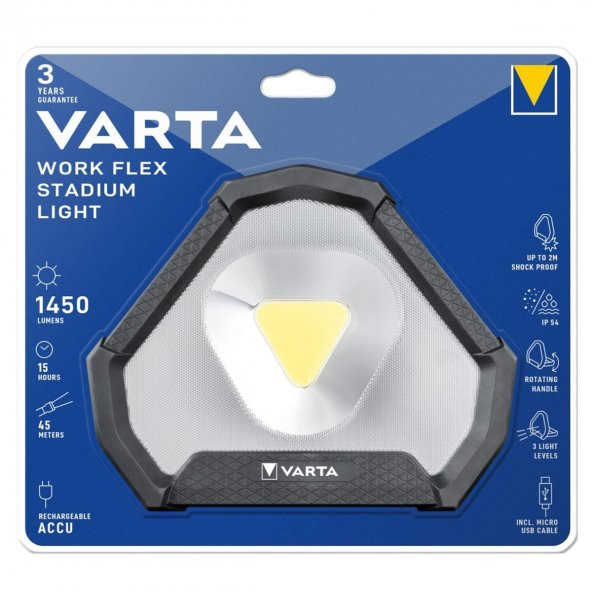 Varta 18647 Work Flex Stadyum Işığı Cob LED Şarjlı Fener ürün görseli 1