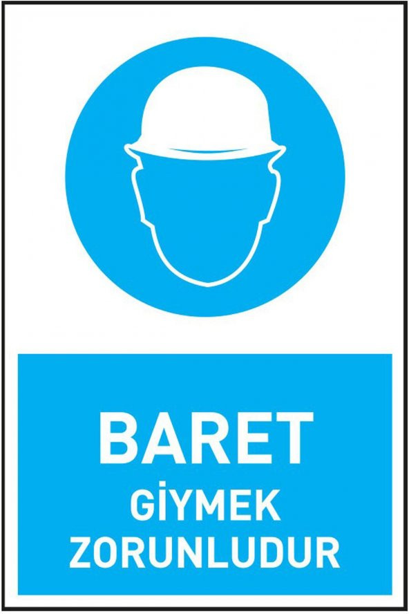 İş Güvenliği Levhası Baret Giymek Zorunludur Uyarı - İşaret Levhası(Bant Hediye) ürün görseli 1