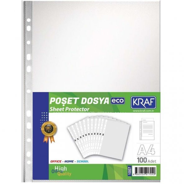 KRAF DELIKLI POSET DOSYA A4 ECO 100 LU (1007) ürün görseli 1