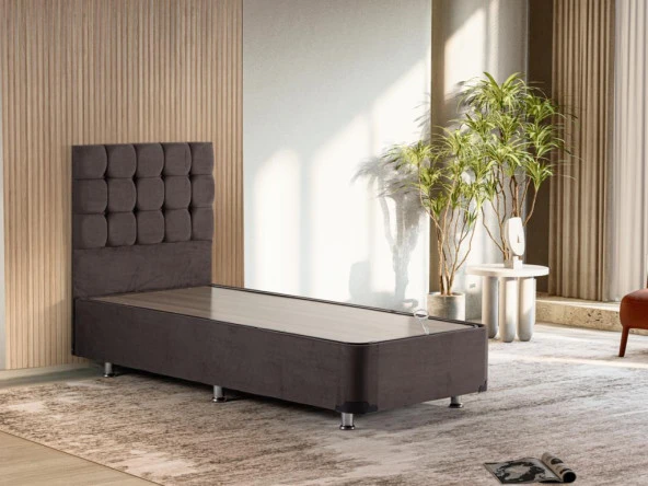 Niron Rama Füme Baza Ve Başlık Seti, Tek Kişilik 90x200 cm Baza Ve Başlık Takımı ürün görseli 1