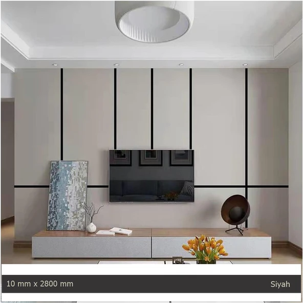 10 mm x 2800 mm Siyah Sibu Aynalı Pleksi Şerit Mobilya Süsü ürün görseli 1