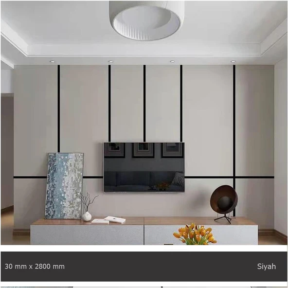 30 mm x 2800 mm Siyah Sibu Aynalı Pleksi Şerit Mobilya Süsü ürün görseli 1