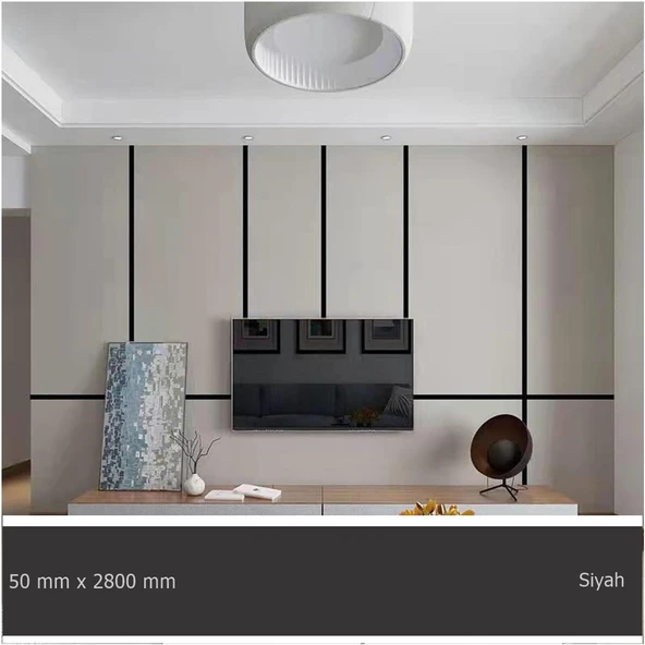 50 mm x 2800 mm Siyah Sibu Aynalı Pleksi Şerit Mobilya Süsü ürün görseli 1