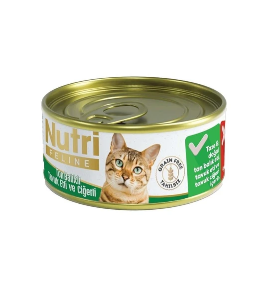 Nutri Feline Tahılsız Tavuklu Ton Balıklı Ciğerli Kedi Konservesi 85 Gr ürün görseli 1