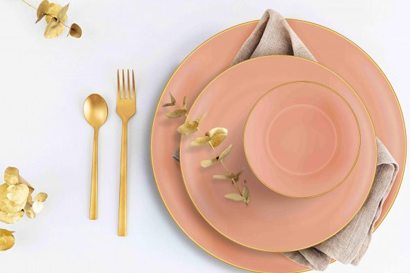 The Mia Basic 24 Parça Yemek Seti Somon Pembe - Resim 2