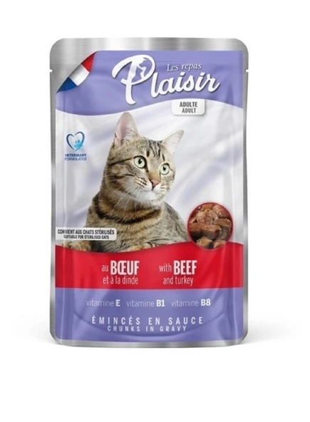 Plaisir Pouch Biftekli ve Hindili Kedi Konservesi 100 Gr ürün görseli 1