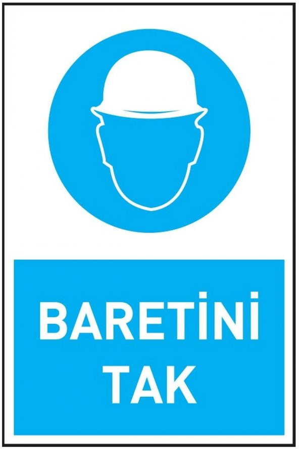 İş Güvenliği Levhası Baretini Tak Uyarı - İşaret Levhası(Bant Hediye) ürün görseli 1