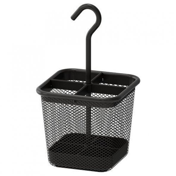 Asılabilir Kaşık Çatal Bıçaklık Bölmeli- Antrasit Siyah MeridyenDukkan 12x12 cm Metal Sepet Düzenleyici ürün görseli 1