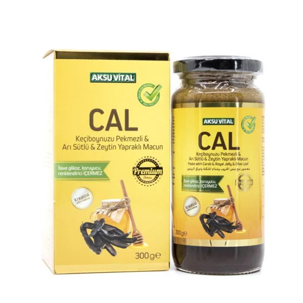 Aksu Vital CAL Keçiboynuzu Pekmezli Arı Sütlü Zeytin Yapraklı Macun 300 gr ürün görseli 1
