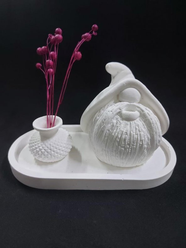 Tabaklı Cüce ve Vazo Seti 18x9,5cm - Resim 2