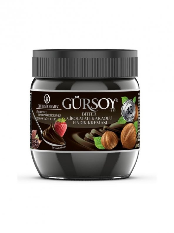 Gürsoy Bitter Kakaolu Fındık Kreması Cam Kavanoz 400 G ürün görseli 1