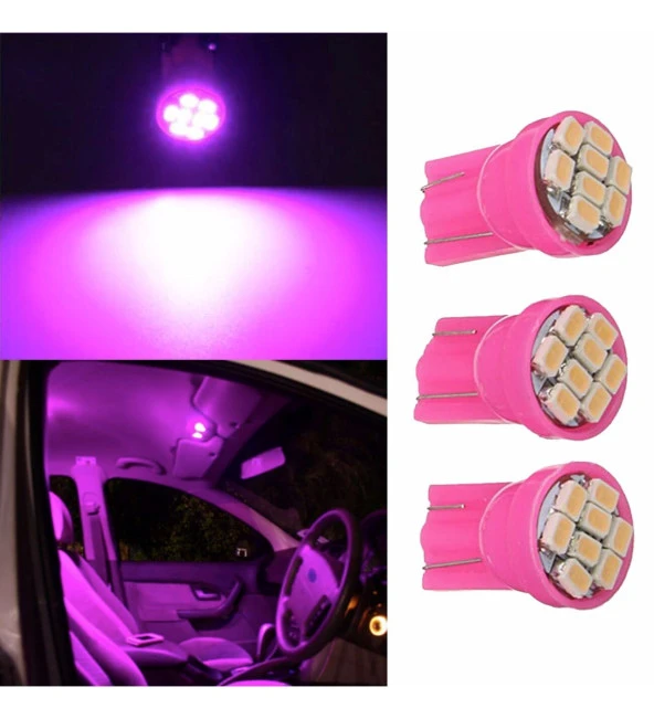 2 ADET PEMBE RENK MiNi DİPSİZ T10 LED PARK AMPULÜ 8 LEDLİ ürün görseli 1