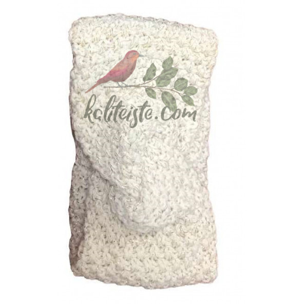 Kadın Kışlık Örgü Bandana Beyaz ürün görseli 1