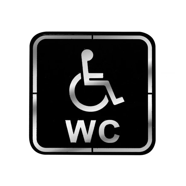 Abs Lüx Çift Katlı Yönlendirme Levhası Siyah-Gümüş Engelli Wc ürün görseli 1