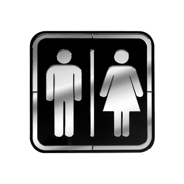 Abs Lüx Çift Katlı Yönlendirme Levhası Siyah-Gümüş Bay-Bayan Wc ürün görseli 1