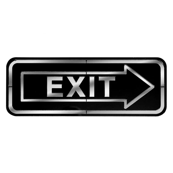 Abs Lüx Çift Katlı Yönlendirme Levhası Siyah-Gümüş Exit Sağ Yön ürün görseli 1