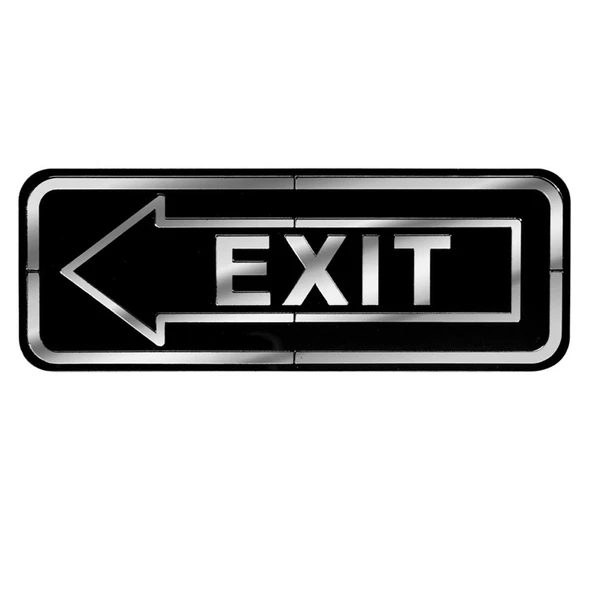 Abs Lüx Çift Katlı Yönlendirme Levhası Siyah-Gümüş Exit Sol Yön ürün görseli 1