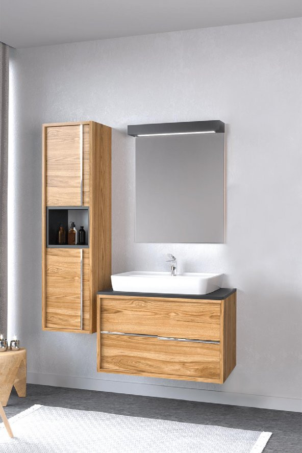 Denko Matia 80 cm MDF Banyo Dolabı Takımı ve Boy Dolabı ürün görseli 1