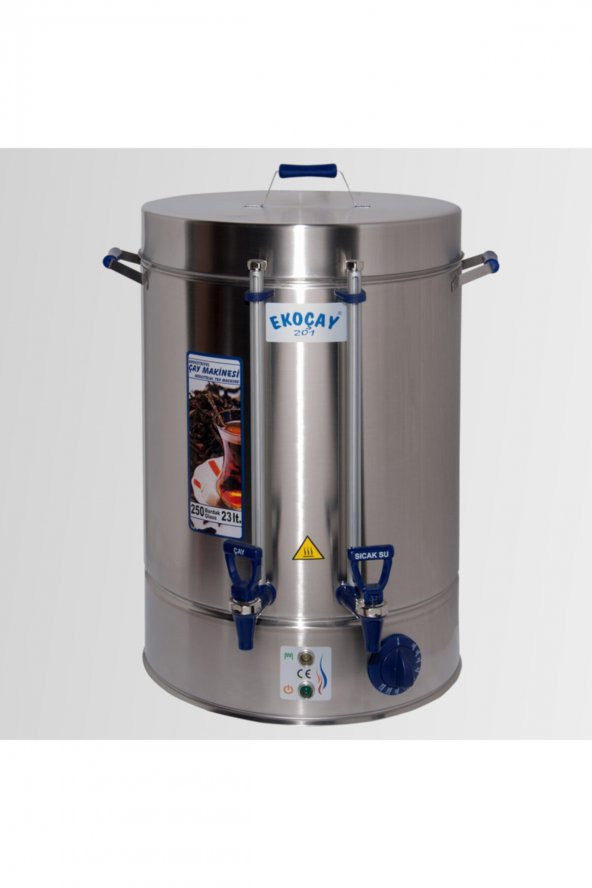 Tuğra EKOÇAY Elektrikli Semaver 250 Bardak 23 Litre Çay Makinesi Otomatı Çaycı Krom ürün görseli 1
