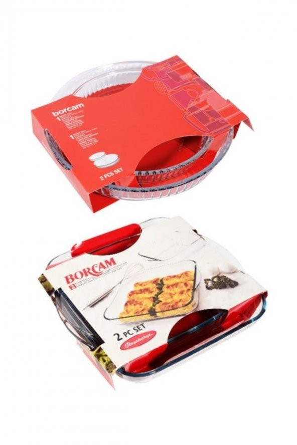 Paşabahçe Borcam 4lü set - 2li Kare+2li Yuvarlak Tepsi ürün görseli 1