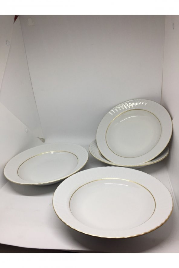Kütahya Porselen Yaldızlı 22cm Çukur Tabak 6lı ürün görseli 1
