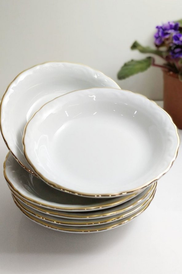 Porland 6lı Altın Yaldızlı 13 Cm Porselen Kahvaltı Tabak ürün görseli 1