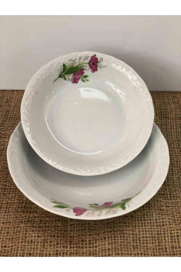 Porland Lal 6 Lı Porselen Çukur Yemek Tabak 19 cm ürün görseli 1
