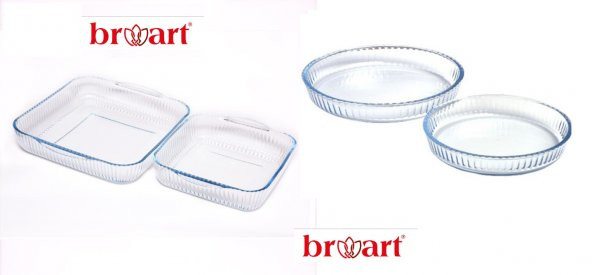 Broart 4lü Borcam Seti - 2 Yuvarlak + 2 Kare Tepsi ürün görseli 1